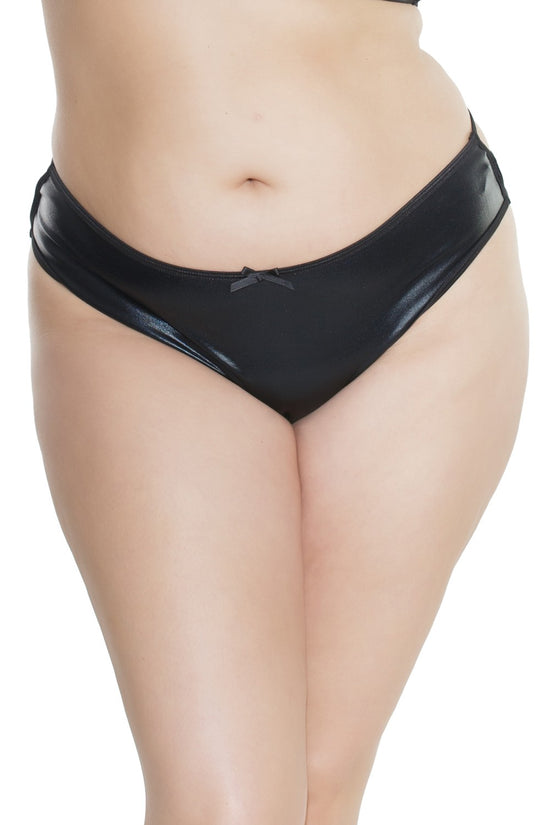 Plus Size Wet Look Thong