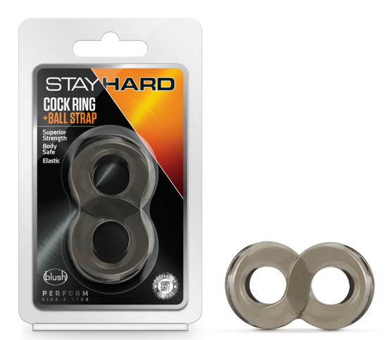 Blush Stay Hard Cock Ring and Ball Strap - Black