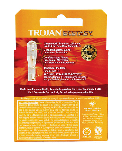 Trojan Ultra Ribbed Ecstasy Condoms 3 Pack