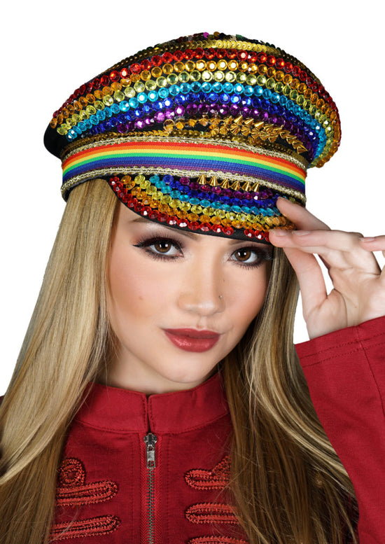 Rainbow Sequin Police Hat