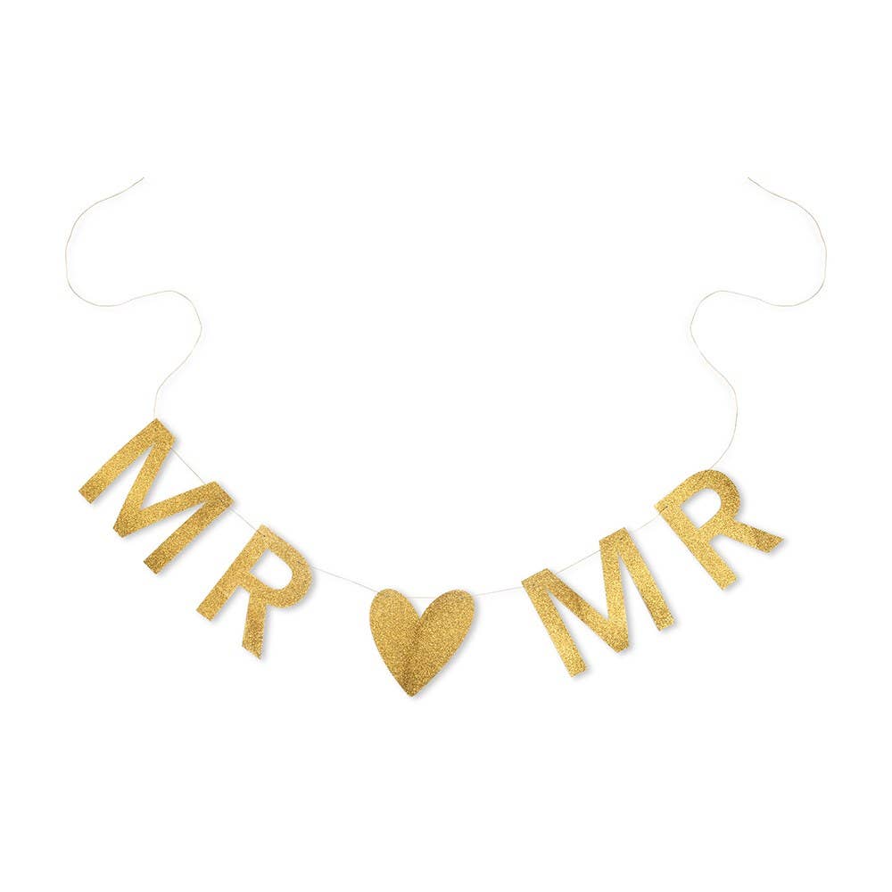 Customizable Newlywed Wedding Banner - Gold Glitter