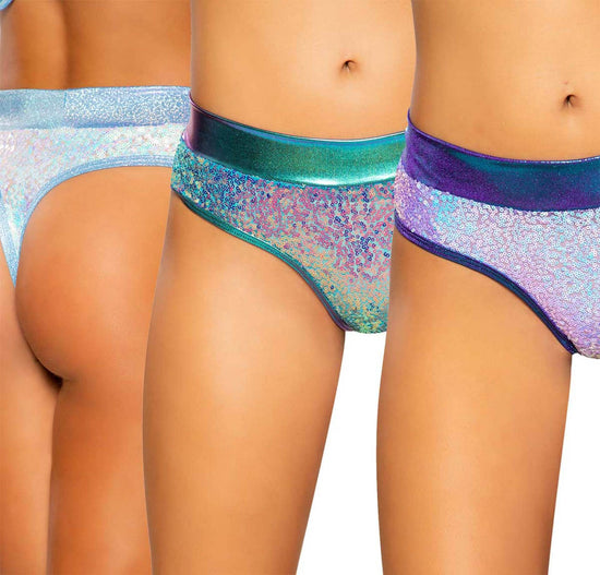 Roma Sequin and Shimmer Thong Rave Shorts