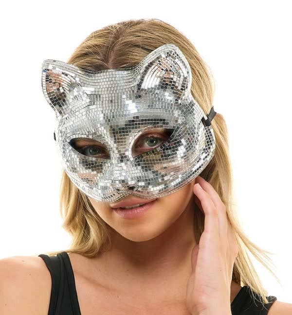 Silver Mirror Cat Mask
