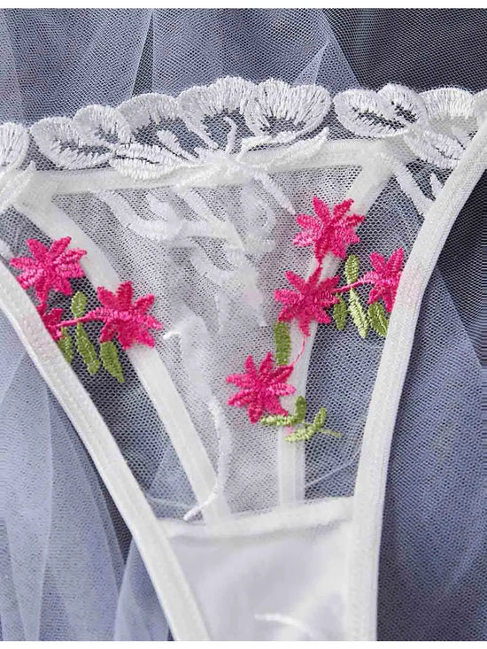 Floral Embroidered Bra Set