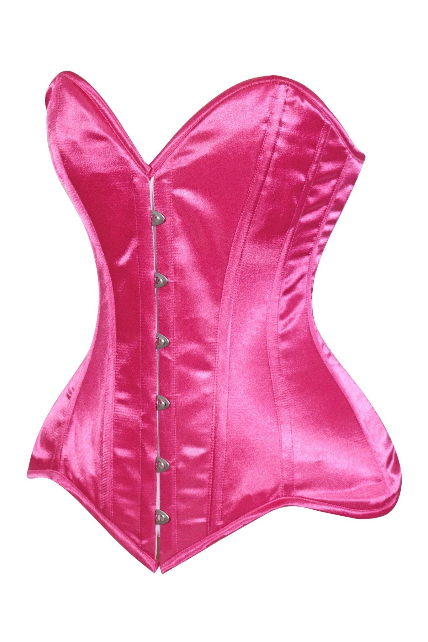 Lavish Hot Pink Satin Overbust Corset Sweetheart Neckline Busk Closure