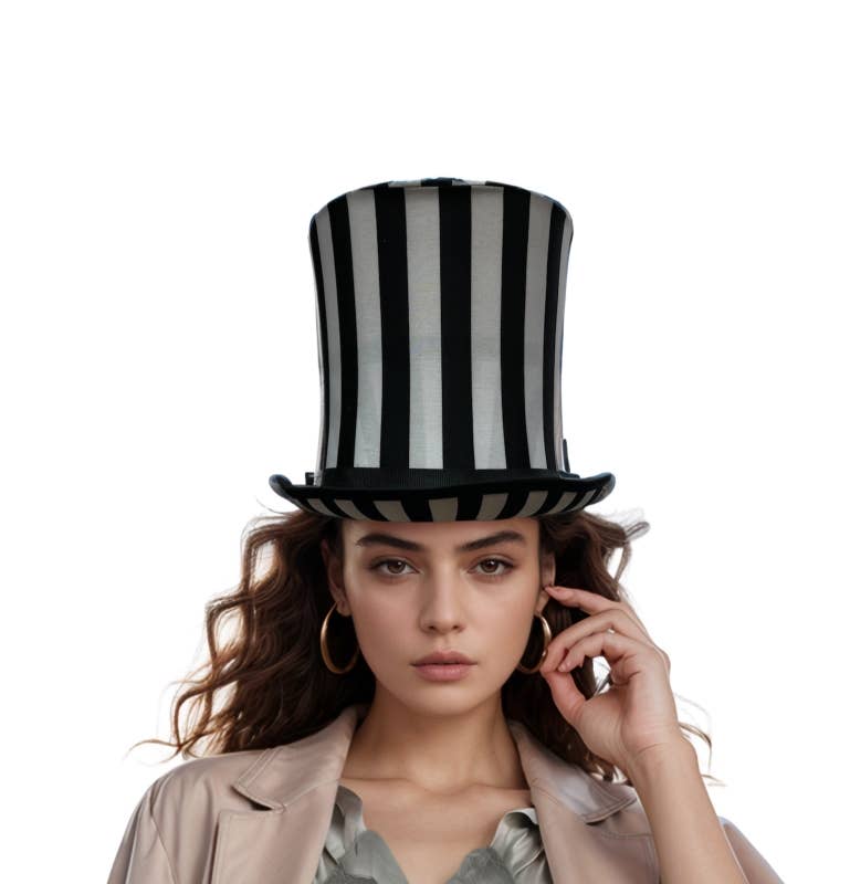 Black & White Striped Top Hat