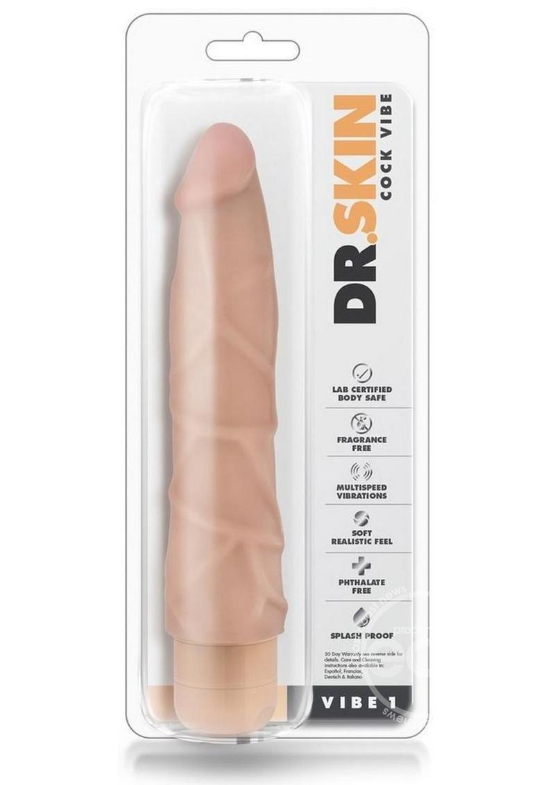 Dr. Skin Silver Collection Cock Vibe 1 Vibrating Dildo 9in - Vanilla