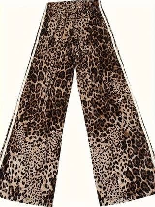 Leopard Print Striped Pants