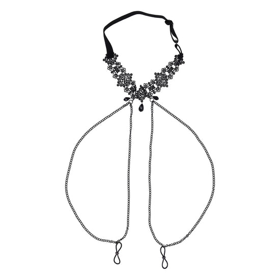 S&M Lace Collar With Nipple Ties