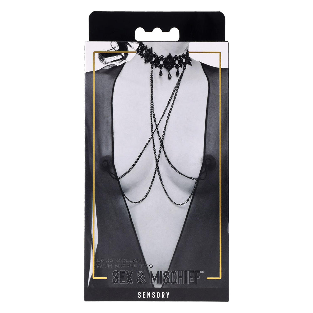 S&M Lace Collar With Nipple Ties