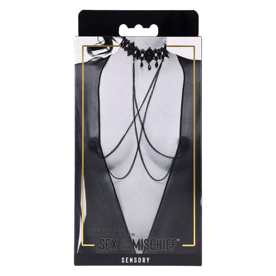 S&M Lace Collar With Nipple Ties
