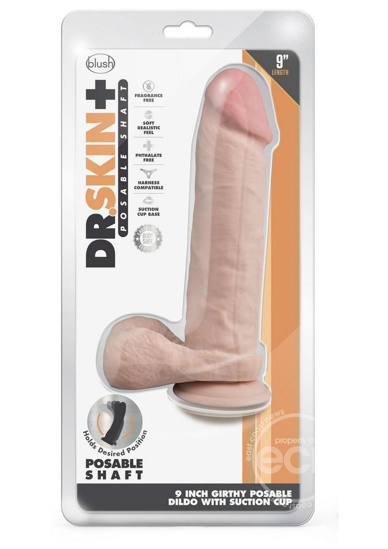 Dr. Skin Plus Gold Collection Thick Posable Dildo with Balls 9in