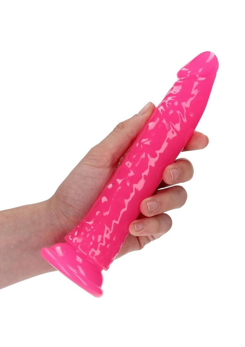 RealRock Slim Glow in the Dark Dildo with Suction Cup 8in