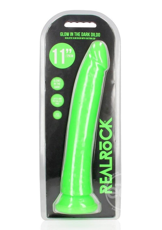 RealRock Slim Glow in the Dark Dildo with Suction Cup 11in