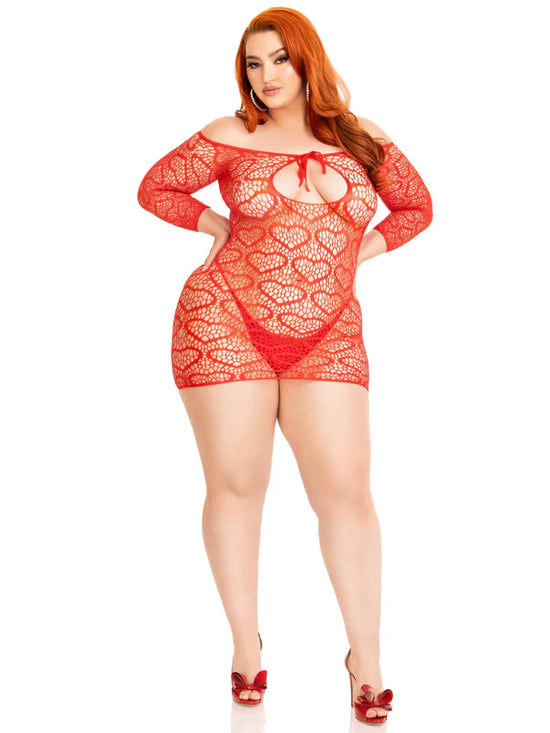 Plus Size Modern Love Plus Heart Net Dress