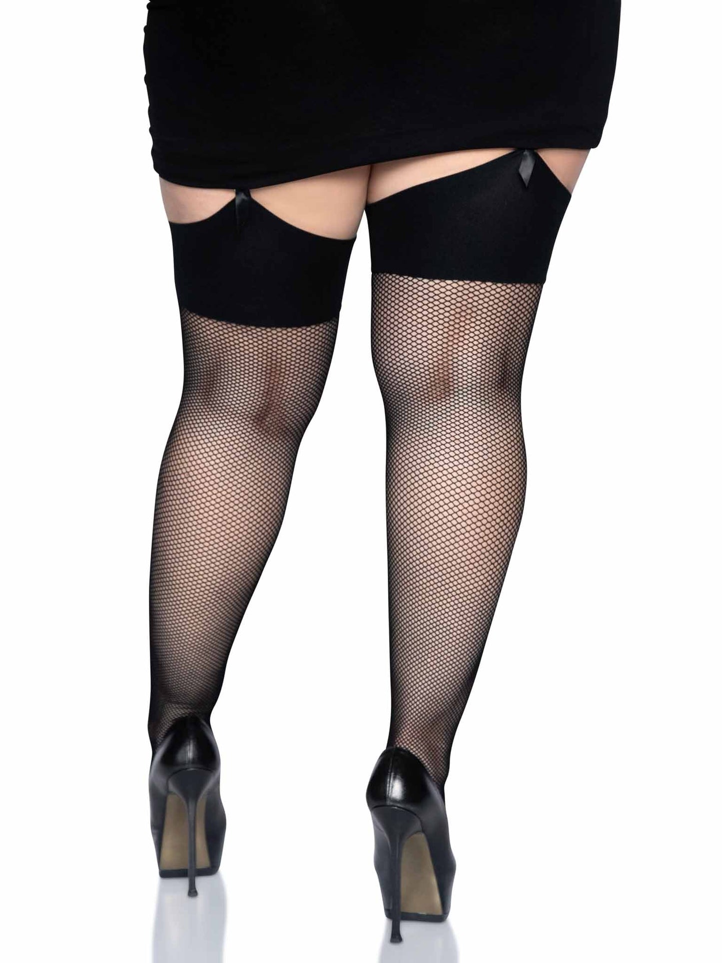 Plus Size Lucy Fishnet Thigh High Stockings