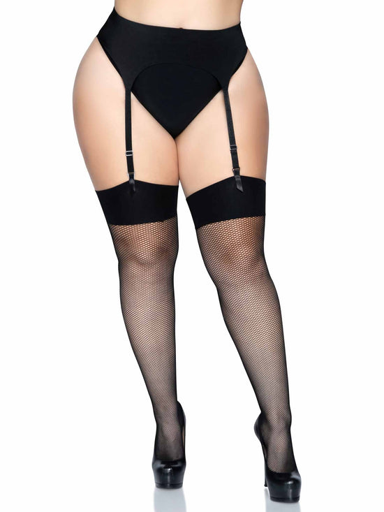 Plus Size Lucy Fishnet Thigh High Stockings