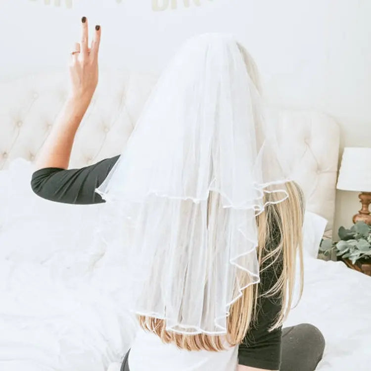 layered white tulle bridal veil