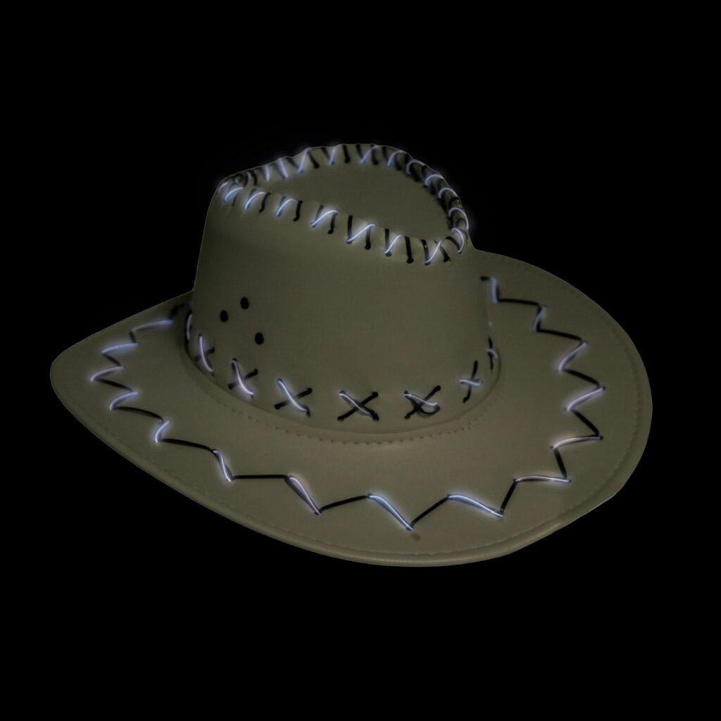 Leatherette Light Up Cowboy Hat