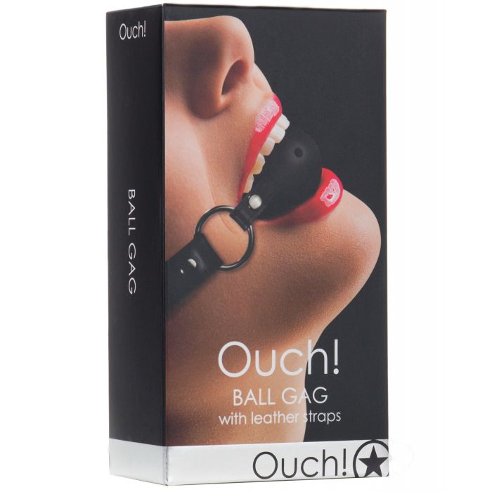 Shots Ouch Ball Gag With Leather Straps