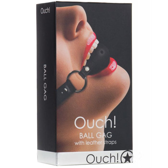 Shots Ouch Ball Gag With Leather Straps