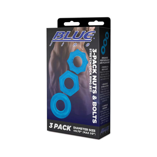 Blue Line Nuts & Bolts Stretch Cock Ring