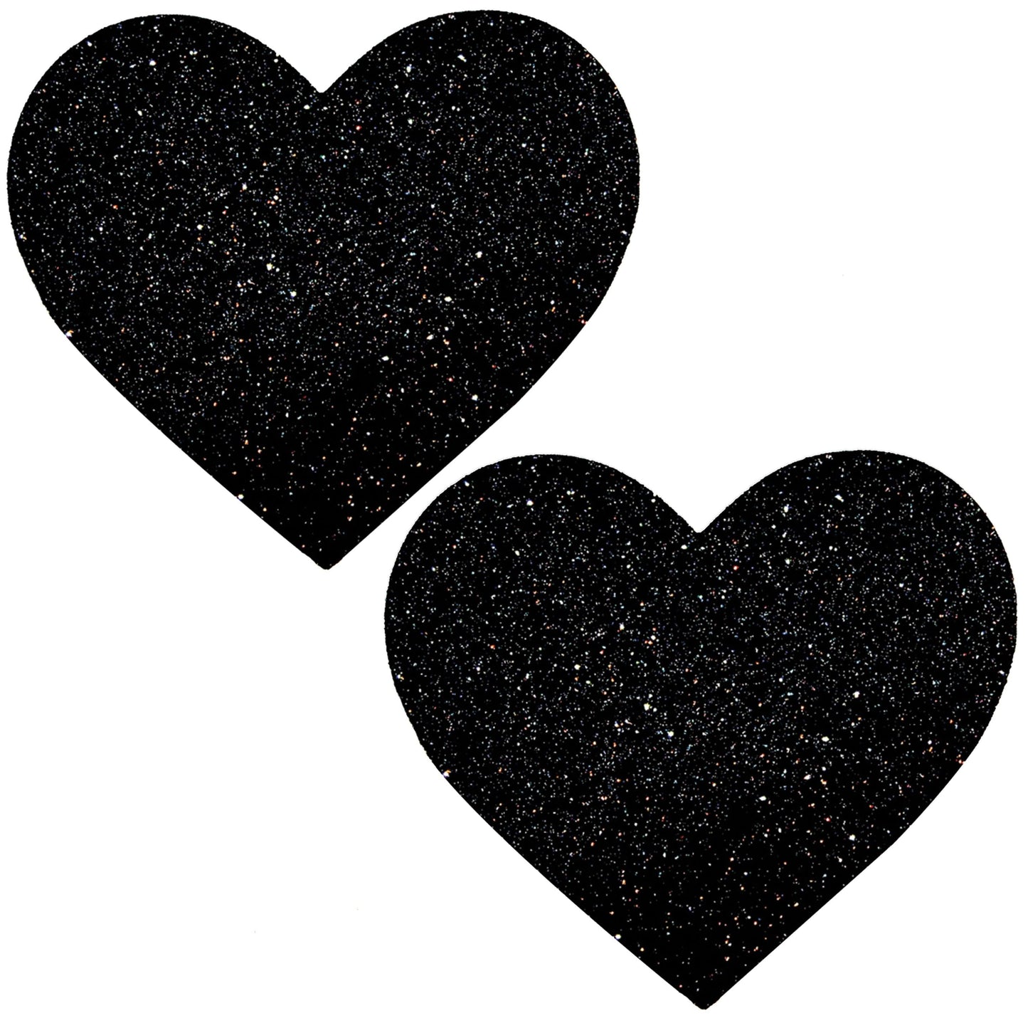 XL Black Malice Queen Status Black Glitter Heart Pasties