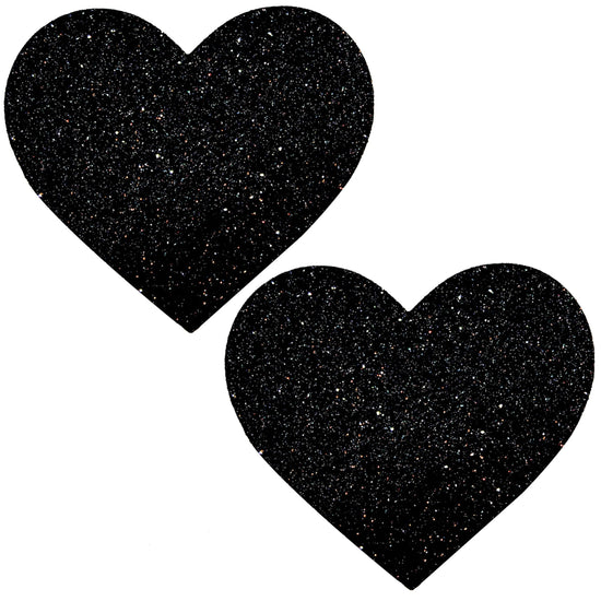 XL Black Malice Queen Status Black Glitter Heart Pasties