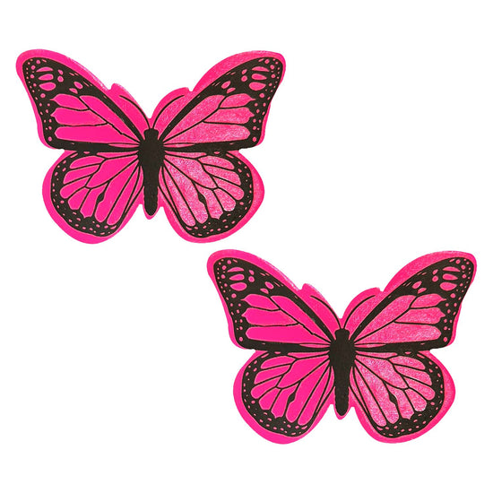 Pink Neon Nights Super Blacklight Holographic Butterfly Pasties