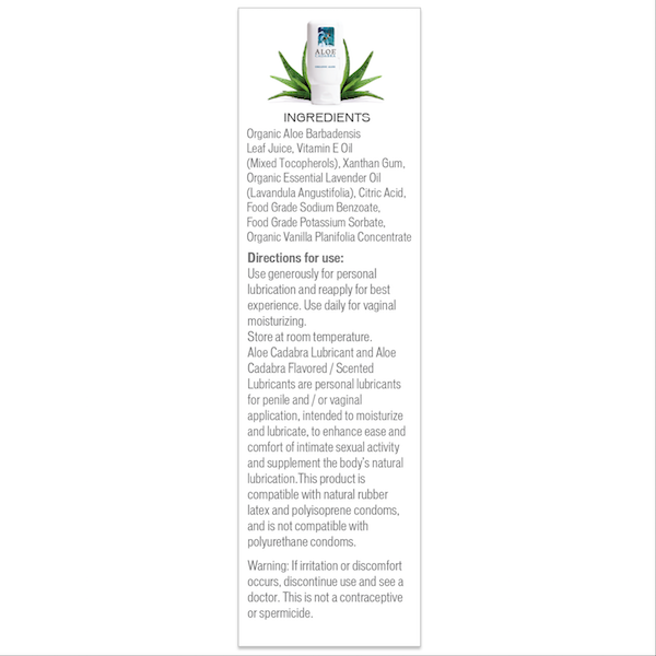 Aloe Cadabra Organic Lube - Lavender Ingredients