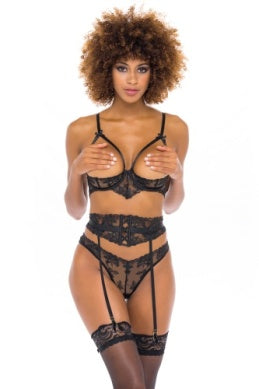 Load image into Gallery viewer, Oh La La Kira Embroidery Detail Bra Set with open cups
