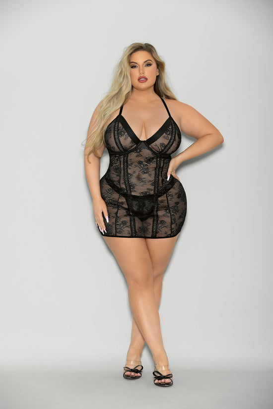 Load image into Gallery viewer, Plus Size Boss Lady Lace Up Chemise
