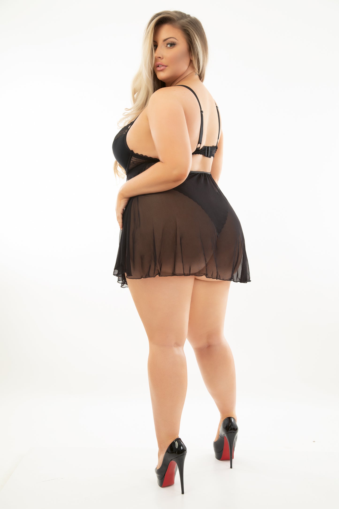 Plus Size Lace & Mesh Teddy Doll