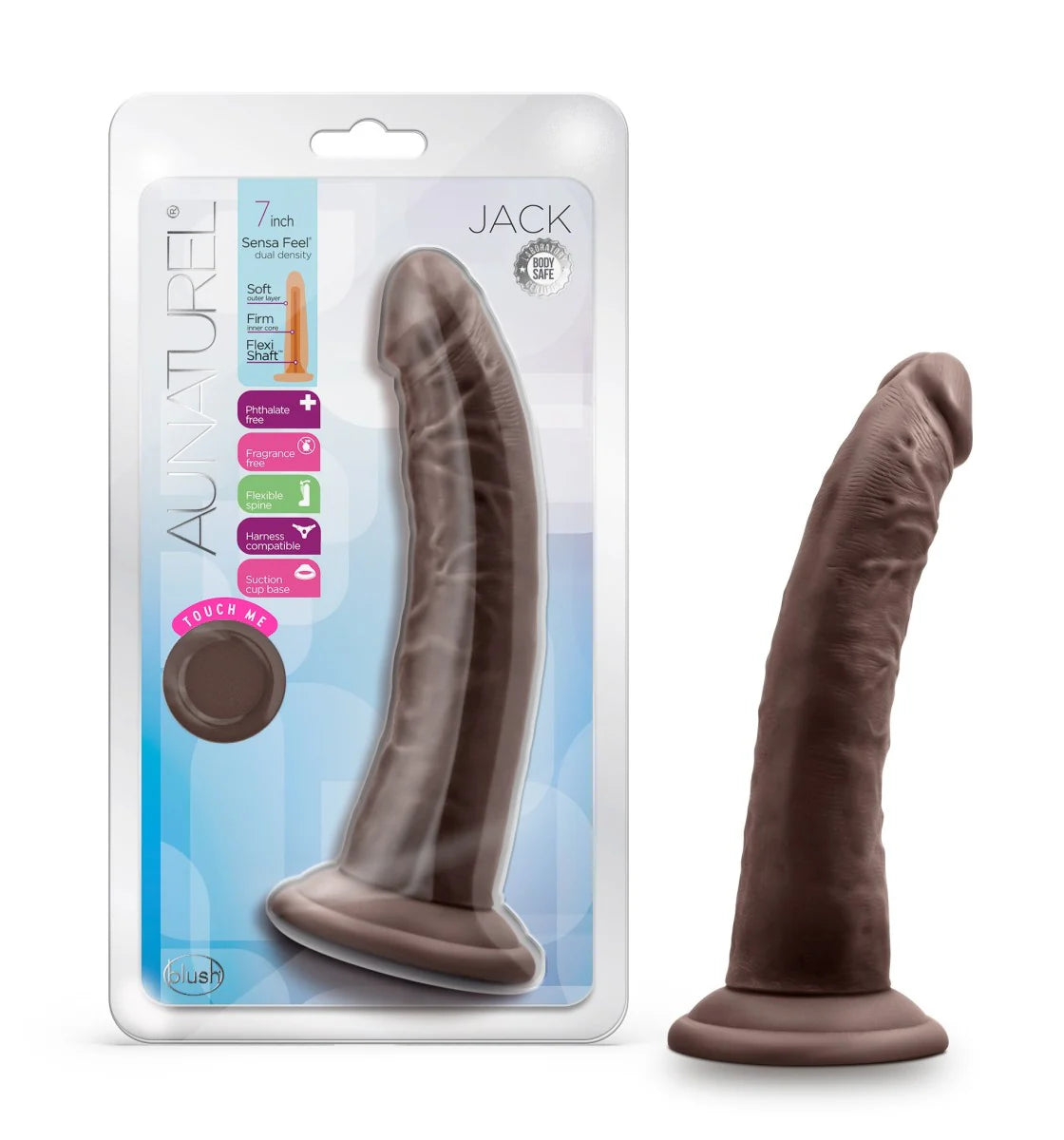 Au Naturel Jack Dildo with Suction Cup 7in