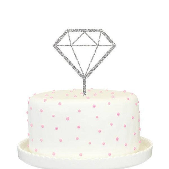 Diamond Icon Cake Topper (Silver Glitter)
