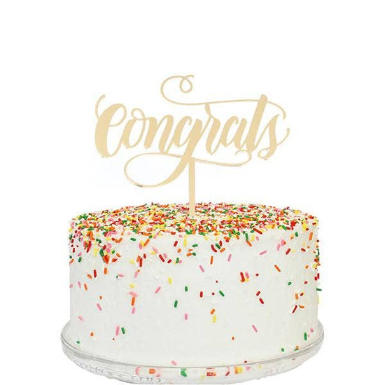 Congrats Gold Mirror Cake Topper