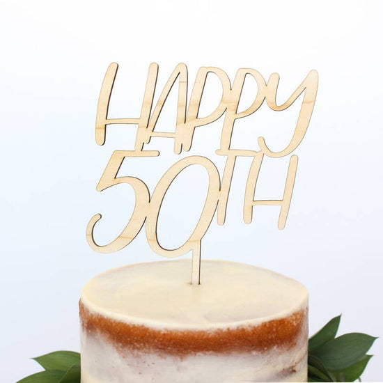 Happy 50th Wood Cake Topper