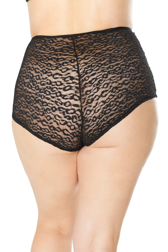 Load image into Gallery viewer, Coquette Plus Size High Waisted Leopard Mesh Booty Shorts
