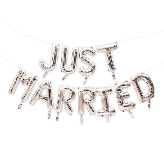 Silver Mylar Foil Letter Balloon Decoration - Just Married