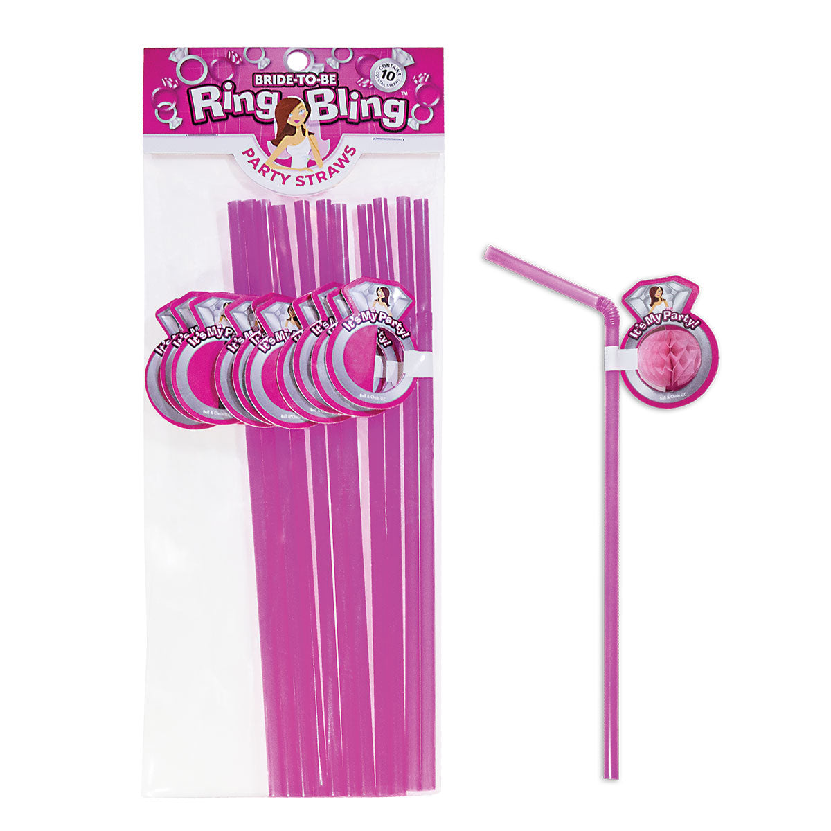 Bride-to-Be Ring Bling Party Straws