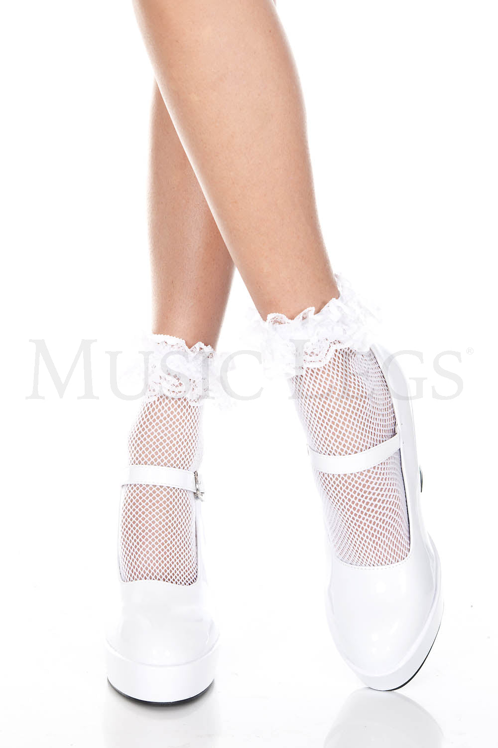 Fishnet Anklet with Ruffle Trim