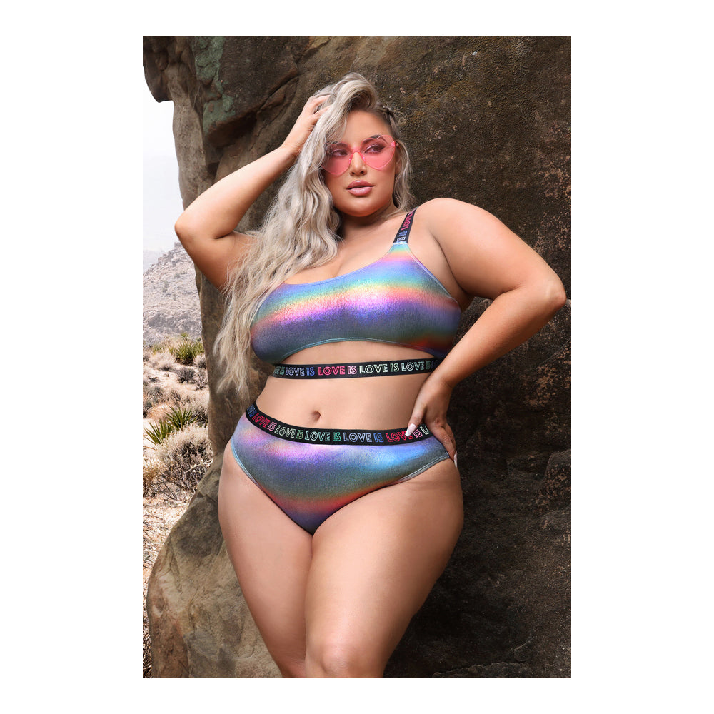 Plus Size Love Is Love Crop Top & Panty