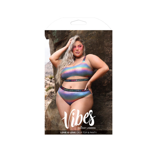 Plus Size Love Is Love Crop Top & Panty