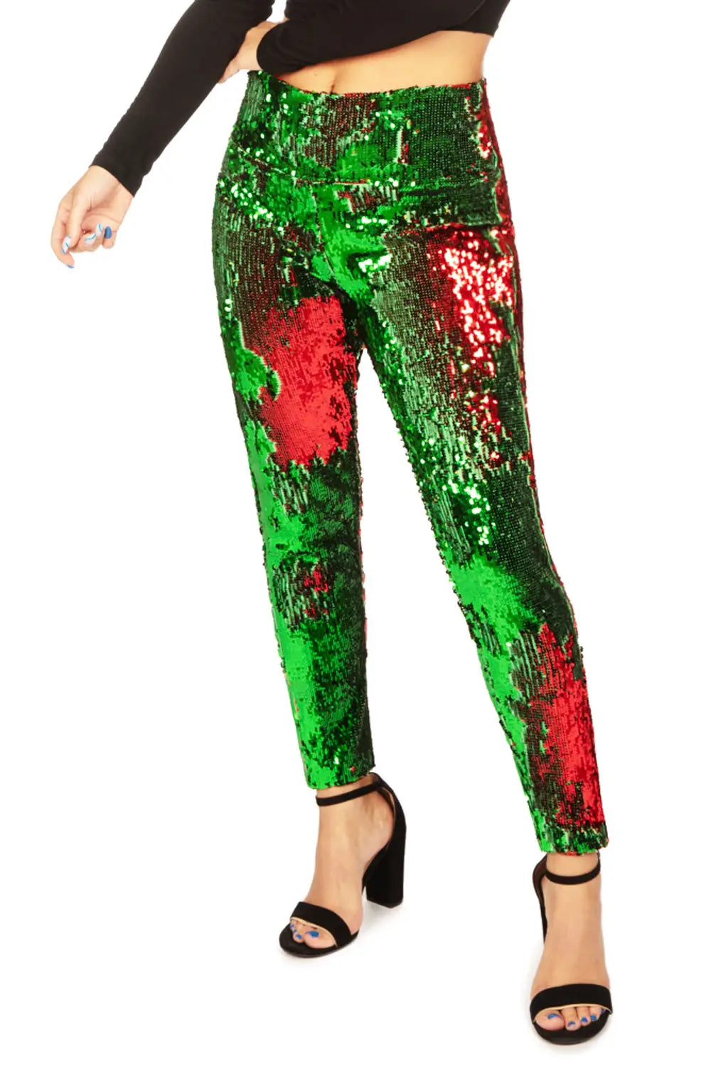 Red and Green Reversible Sequin Leggings
