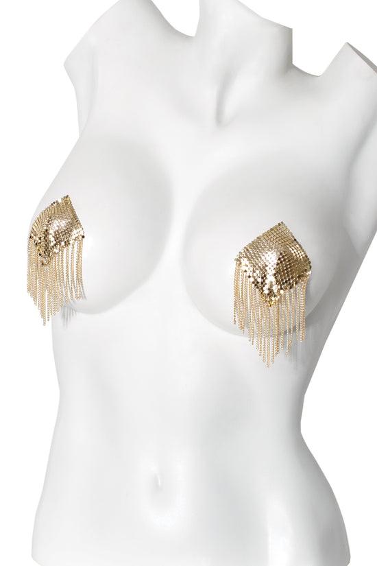 Chain Mail Fringe Gold Pasties