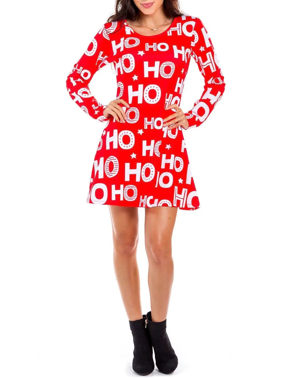 Women's Ho Ho Ho Red Christmas Dress