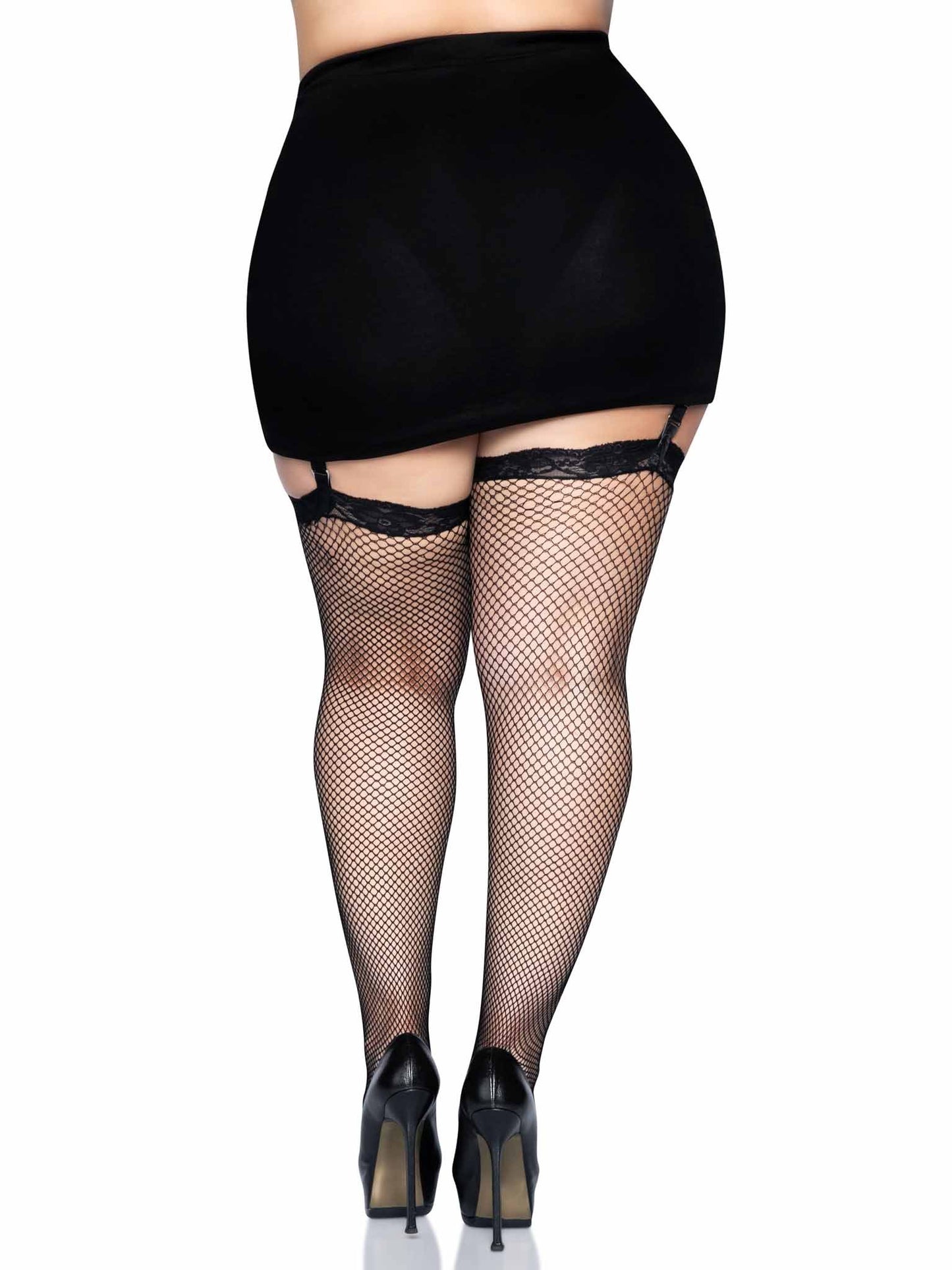Load image into Gallery viewer, Plus Size Gwen Fishnet Thigh High Stockings
