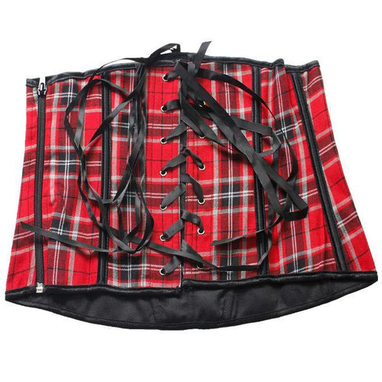 Red Plaid Under Bust Corset