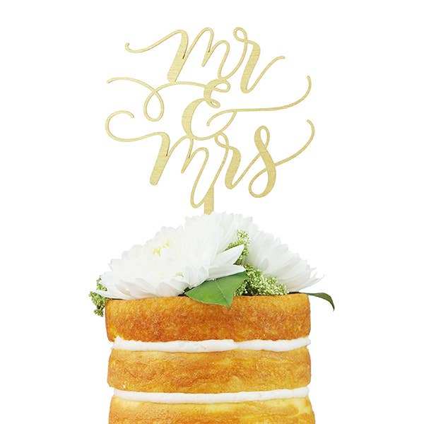 Mr & Mrs Wedding Cake Topper (Gold)