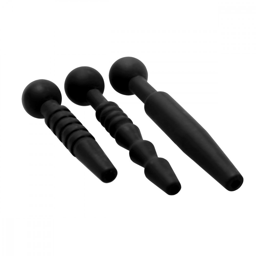 Load image into Gallery viewer, Dark Rods 3-pc Penis Plug Set Silicone
